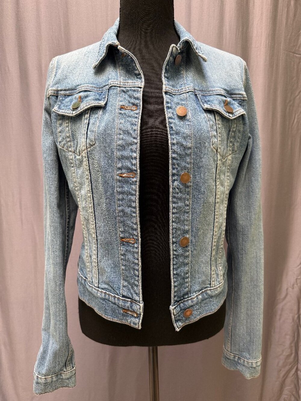 J Brand Light Wash Stretch Fitted Denim Jacket Made in USA Size M
